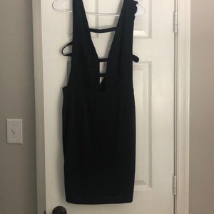 Deep V neckline little black dress